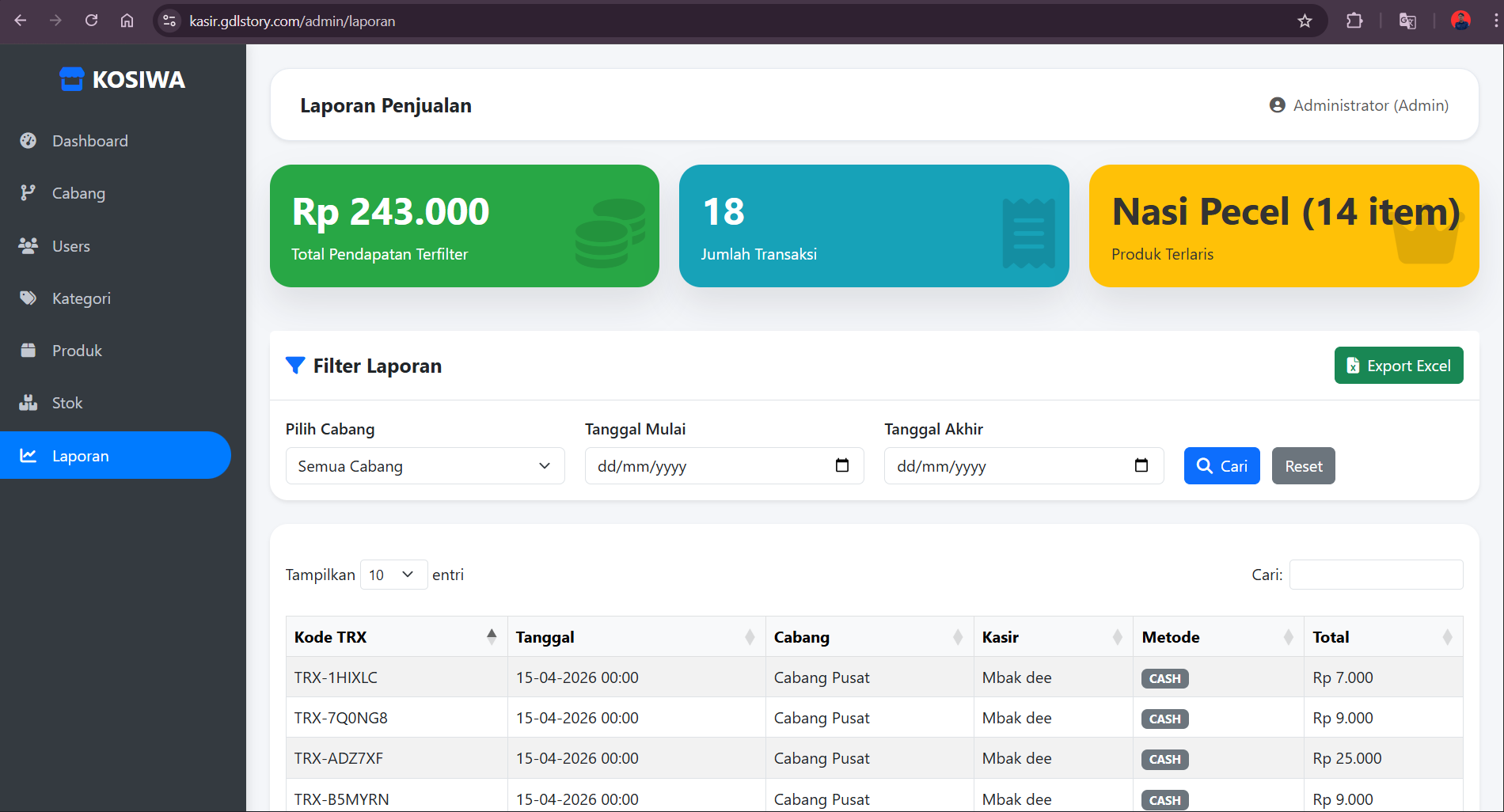 Seseorang menggunakan sistem kasir point of sale
